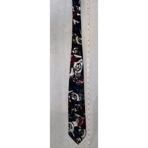 Prince Bellini Silk Tie Abstract Swirl Black Red Blue USA Made Classic 58"